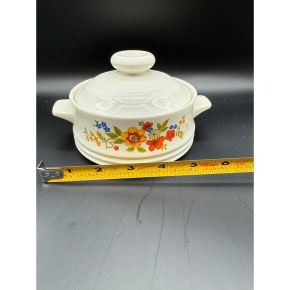 VTG 1980’s Sweet Flowers Bake Serve'n Store Stoneware Single Serve Dish w/lid - Picture 5 of 5